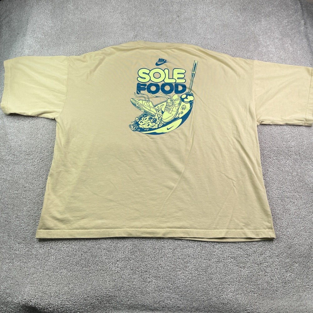 Nike Shirt Mens XXL 2XL Tan Sole Food Graphic Oversized Fit Short Sleeve Tee